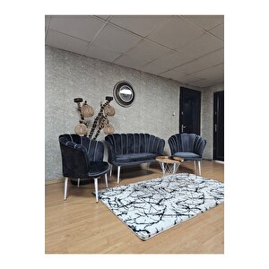 Papatya Çay Seti Koltuk Takımı Beyaz Boyalı Sivriltme Ayak, Balkon, Salon, Ofis, Cafe Koltuk Takımı