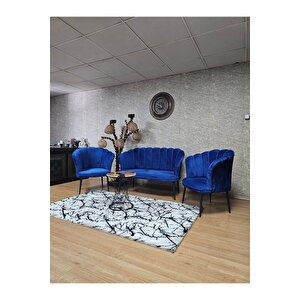 Papatya Çay Seti Koltuk Takımı Siyah Boyalı Sivriltme Ayak, Balkon, Salon, Ofis, Cafe Koltuk Takımı
