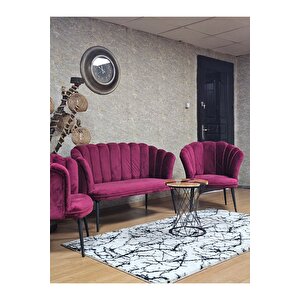Papatya Çay Seti Koltuk Takımı Siyah Boyalı Sivriltme Ayak, Balkon, Salon, Ofis, Cafe Koltuk Takımı