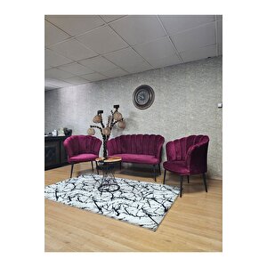 Papatya Çay Seti Koltuk Takımı Siyah Boyalı Sivriltme Ayak, Balkon, Salon, Ofis, Cafe Koltuk Takımı