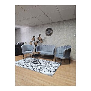 Papatya Çay Seti Koltuk Takımı Siyah Boyalı Sivriltme Ayak, Balkon, Salon, Ofis, Cafe Koltuk Takımı