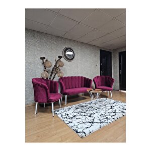 Papatya Çay Seti Koltuk Takımı Beyaz Boyalı Sivriltme Ayak, Balkon, Salon, Ofis, Cafe Koltuk Takımı