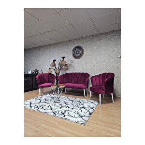 Papatya Çay Seti Koltuk Takımı Beyaz Boyalı Sivriltme Ayak, Balkon, Salon, Ofis, Cafe Koltuk Takımı