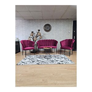 Siyah  Boyalı Tel Ayak Papatya Çay Seti Koltuk Takımı , Balkon, Salon, Ofis, Cafe Koltuk Takımı