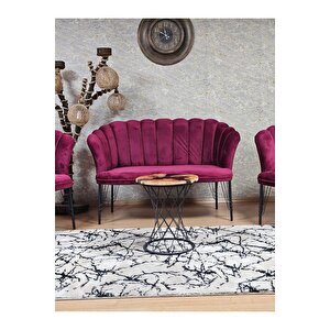 Siyah  Boyalı Tel Ayak Papatya Çay Seti Koltuk Takımı , Balkon, Salon, Ofis, Cafe Koltuk Takımı