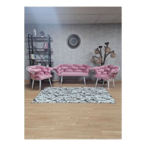 Beyaz Boyalı - Pembe Döşeme | Balon Çay Seti | Balkon Koltuk | Berjer | Balkon Çay Seti