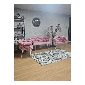 Beyaz Boyalı - Pembe Döşeme | Balon Çay Seti | Balkon Koltuk | Berjer | Balkon Çay Seti