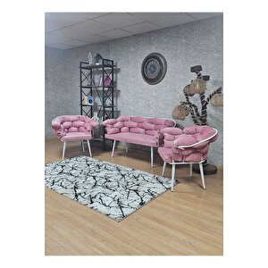 Beyaz Boyalı - Pembe Döşeme | Balon Çay Seti | Balkon Koltuk | Berjer | Balkon Çay Seti