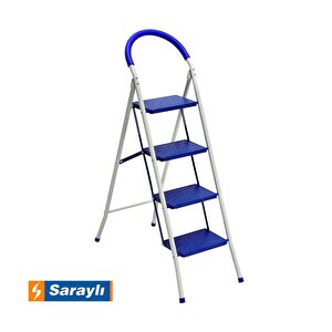 Mega Pratik Seyyar Merdiven 5 Basamak - Geniş Basamaklı Mavi