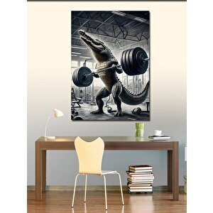 Kanvas Tablo Ağırlık Kaldıran Timsah 70x100 cm