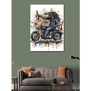 Kanvas Tablo Motosiklet Kullanan Timsah 100x140 cm
