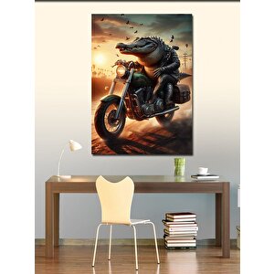 Kanvas Tablo Motor Sürerken Timsah 70x100 cm