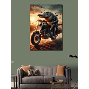 Kanvas Tablo Motor Sürerken Timsah 70x100 cm