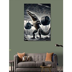 Kanvas Tablo Ağırlık Kaldıran Timsah 50x70 cm