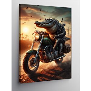 Kanvas Tablo Motor Sürerken Timsah 50x70 cm