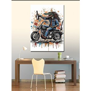 Kanvas Tablo Motosiklet Kullanan Timsah 70x100 cm