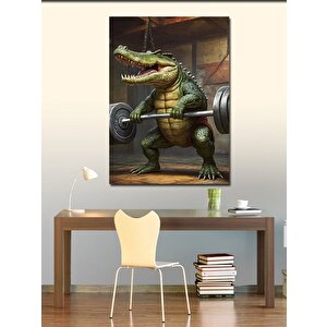 Kanvas Tablo Ağırlık Kaldıran Timsah 70x100 cm