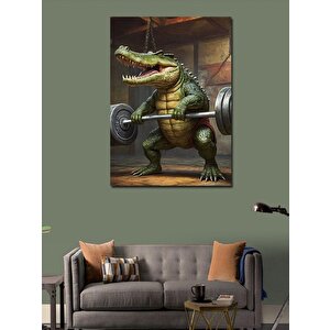 Kanvas Tablo Ağırlık Kaldıran Timsah 70x100 cm
