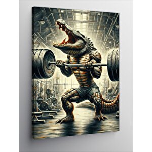 Kanvas Tablo Ağırlık Kaldıran Timsah 70x100 cm