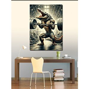 Kanvas Tablo Ağırlık Kaldıran Timsah 70x100 cm