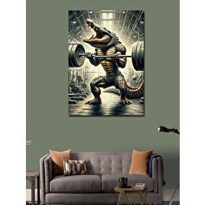 Kanvas Tablo Ağırlık Kaldıran Timsah 70x100 cm