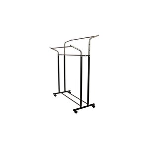 Ayarlanabilir Metal Elbise Konfeksiyon Askısı Metal Portmanto Tekerlekli Askılık