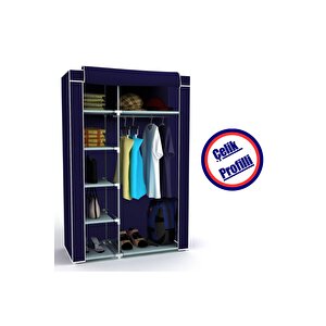 Tek Yandan Raflı Çelik Profilli Süper Dayanıklı Bez Dolap Bez Gardırop
