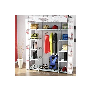 Çift Yandan Raflı Bez Dolap -plastik Profil (155cm-132cm)