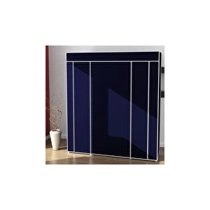 Çift Yandan Raflı Güçlendirilmiş Pvc Profilli Bez Dolap Kumaş Gardırop