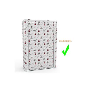 Tek Yandan Çok Raflı Çelik Profilli Bez Dolap Kumaş Gardırop