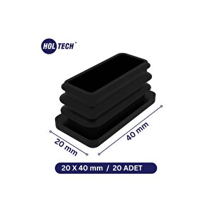 20x40 Mm Sert Plastik Masa Sandalye Kutu Profil Tapası Siyah (20 Adet)