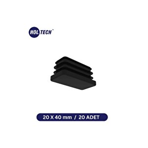 20x40 Mm Sert Plastik Masa Sandalye Kutu Profil Tapası Siyah (20 Adet)