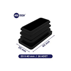 20x40 Mm Sert Plastik Masa Sandalye Kutu Profil Tapası Siyah (16 Adet)