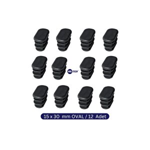 15 X 30 Mm Oval Sert Plastik Boru Profil İç Geçme Tapa - 12 Adet