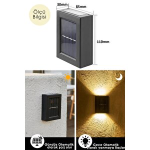4 Ledli Solar Çift Taraflı Duvar Lambası Güneş Enerjili Aydınlatma Dekorasyon Aplik Işık