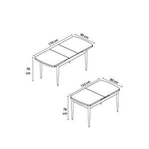 Mona Meşe Desen 80x132 Açılabilir Mdf Yemek Masası Takımı 6 Adet Sandalye