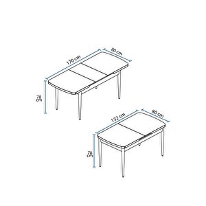 Leona Meşe Desen 80x132 Mdf Açılabilir Yemek Masası Takımı 4 Sandalye, 1 Bench