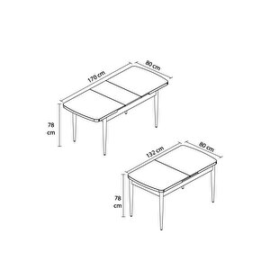 Armin Beyaz 80x132 Mdf Açılabilir Mutfak Masası Takımı 6 Adet Sandalye