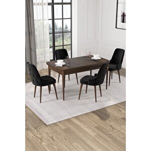 Alya Barok Desen 80x132 Açılabilir Mdf Mutfak Masası Takımı 4 Adet Sandalye