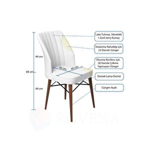 Lera Barok Desen 70x110 Mdf Sabit Yemek Masası Takımı 4 Adet Sandalye