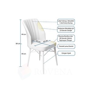 Arel Beyaz Mermer Desen 80x132 Mdf Açılabilir Mutfak Masası Takımı 4 Adet Sandalye