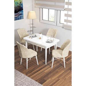 Lera Beyaz 70x110 Mdf Sabit Mutfak Masası Takımı 4 Adet Sandalye