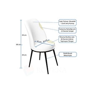 Leona Siyah Mermer Desen 80x132 Mdf Açılabilir Mutfak Masası Takımı 6 Adet Sandalye