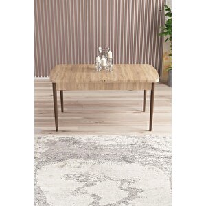 Vals Meşe Desen 80x132 Mdf Açılabilir Mutfak Masası Takımı 6 Adet Sandalye