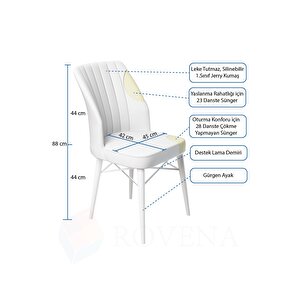 Lera Beyaz Mermer Desen 70x110 Mdf Sabit Mutfak Masası Takımı 2 Adet Sandalye