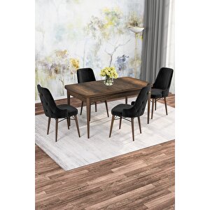 Mona Barok Desen 80x132 Açılabilir Mdf Yemek Masası Takımı 4 Adet Sandalye