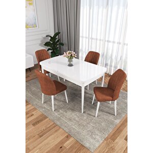 Zeta Beyaz 80x132 Mdf Açılabilir Yemek Masası Takımı 4 Adet Sandalye