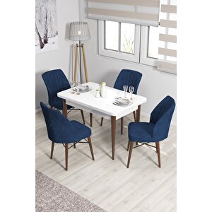 Lera Beyaz 70x110 Mdf Sabit Yemek Masası Takımı 4 Adet Sandalye