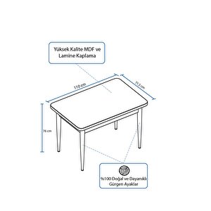 Lera Beyaz Mermer Desen 70x110 Mdf Sabit Mutfak Masası Takımı 2 Adet Sandalye