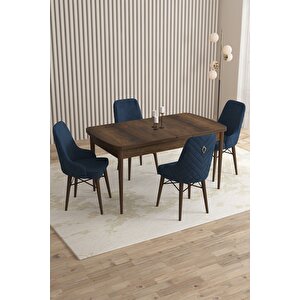 Flora Barok Desen 80x132 Mdf Açılabilir Mutfak Masası Takımı 4 Adet Sandalye